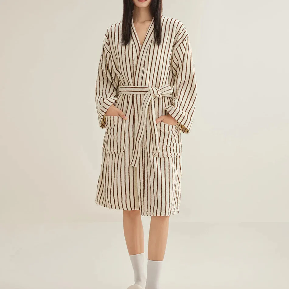 Striped Cotton Yarn Bathrobe - Image 10