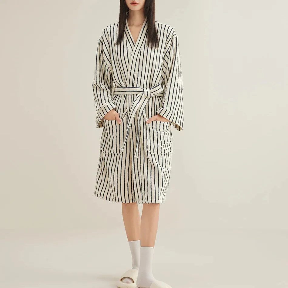 Striped Cotton Yarn Bathrobe - Image 11