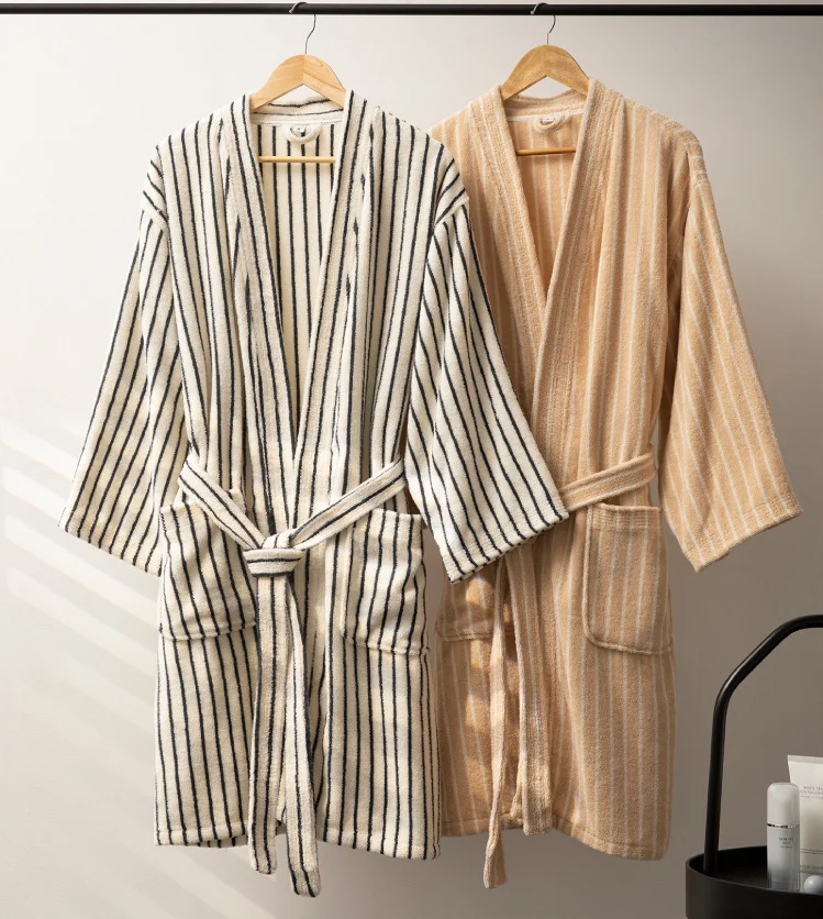 Striped Cotton Yarn Bathrobe - Image 3