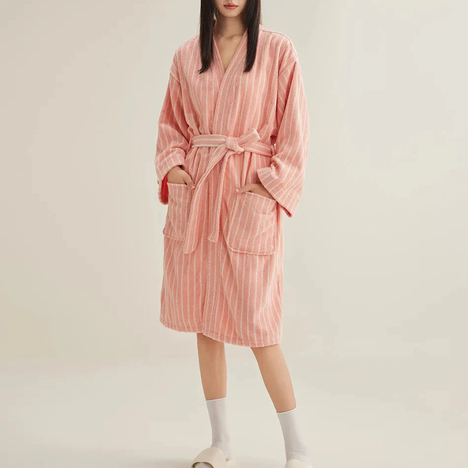 Striped Cotton Yarn Bathrobe - Image 7