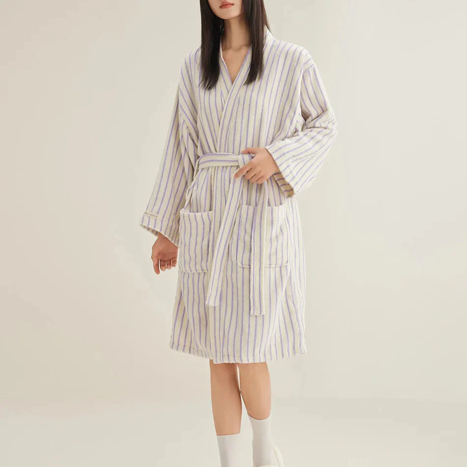 Striped Cotton Yarn Bathrobe - Image 8