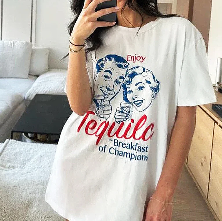 Tequila Retro Print T-Shirts