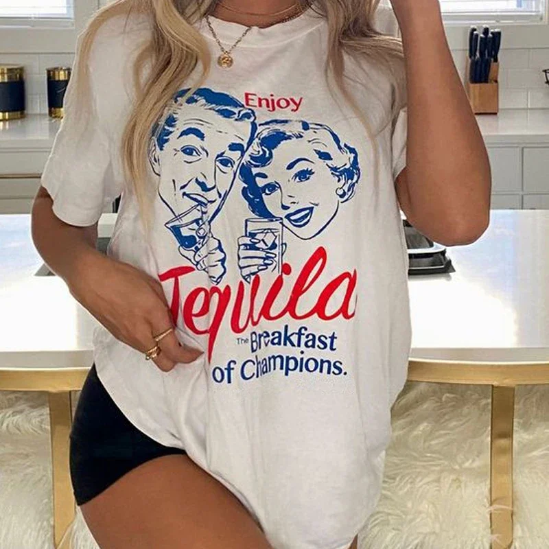 Tequila Retro Print T-Shirts - Image 3