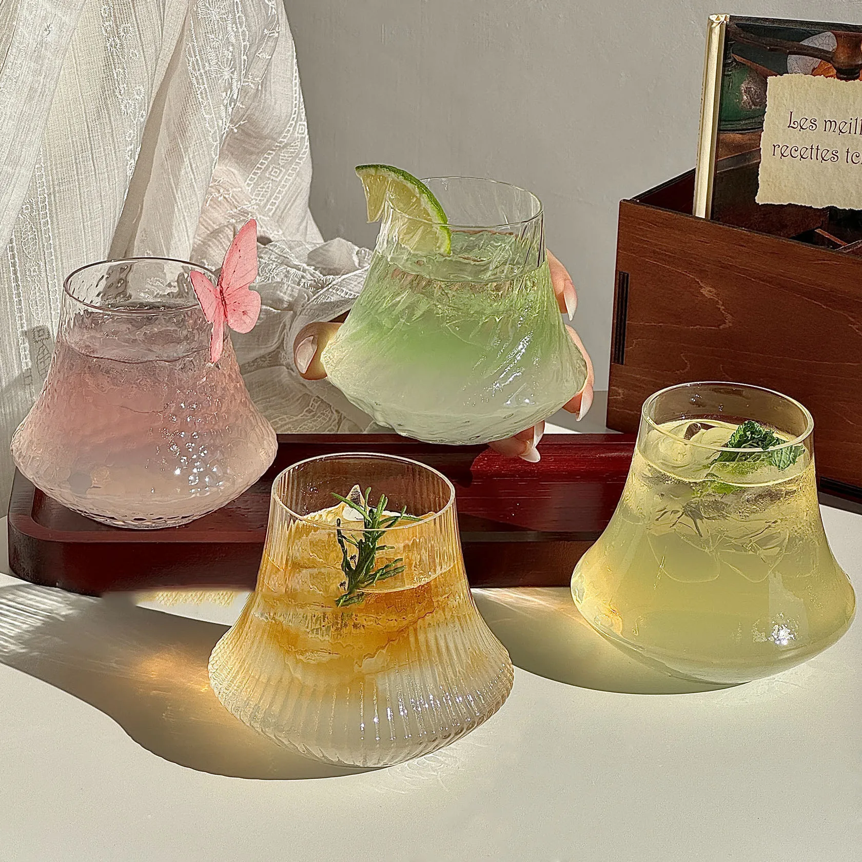 Textured Curve Glass Cup