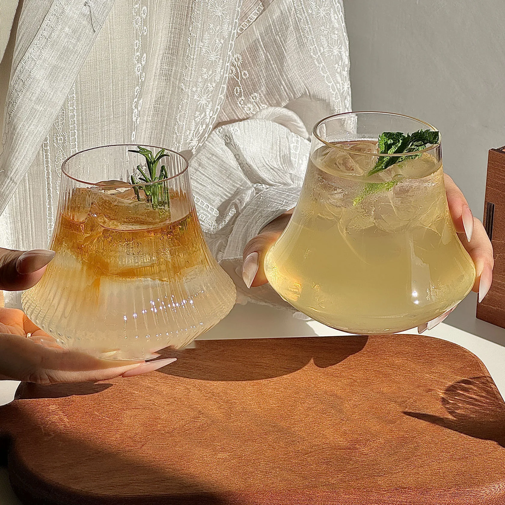 Textured Curve Glass Cup - Image 2