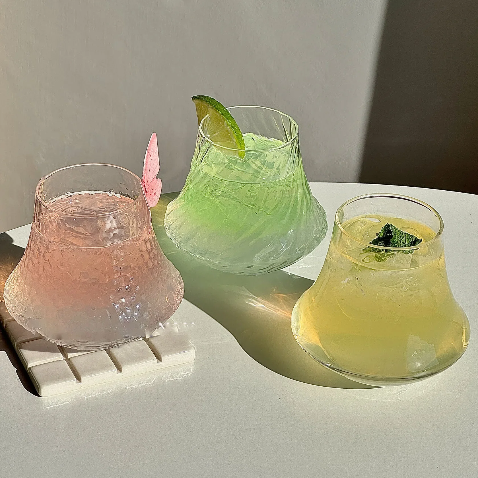 Textured Curve Glass Cup - Image 3