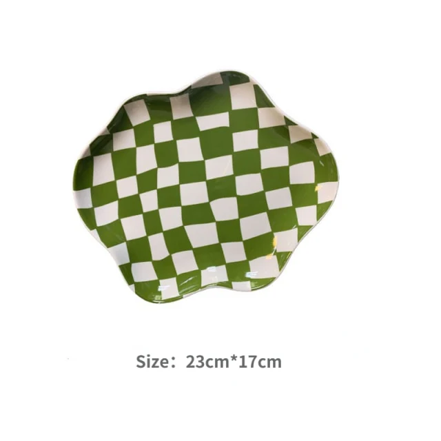 Wavy Edge Checkerboard Tray - Black, Green - Image 10