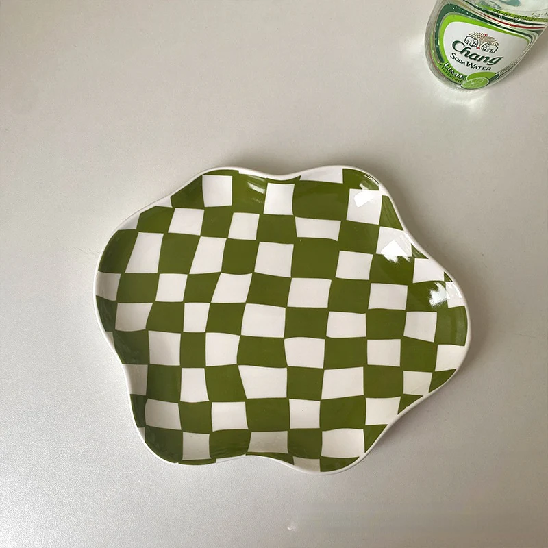 Wavy Edge Checkerboard Tray - Black, Green - Image 7