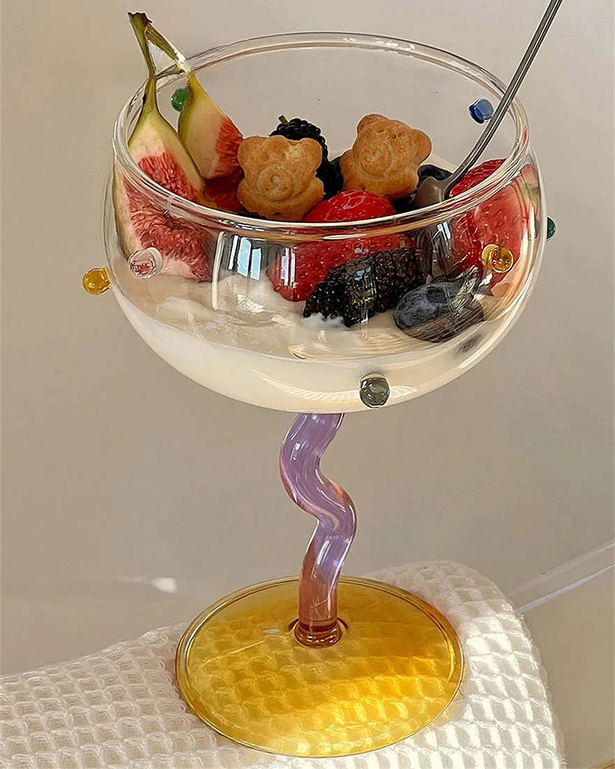 Wavy Handle Globe Wine Glass with Dots - Image 13