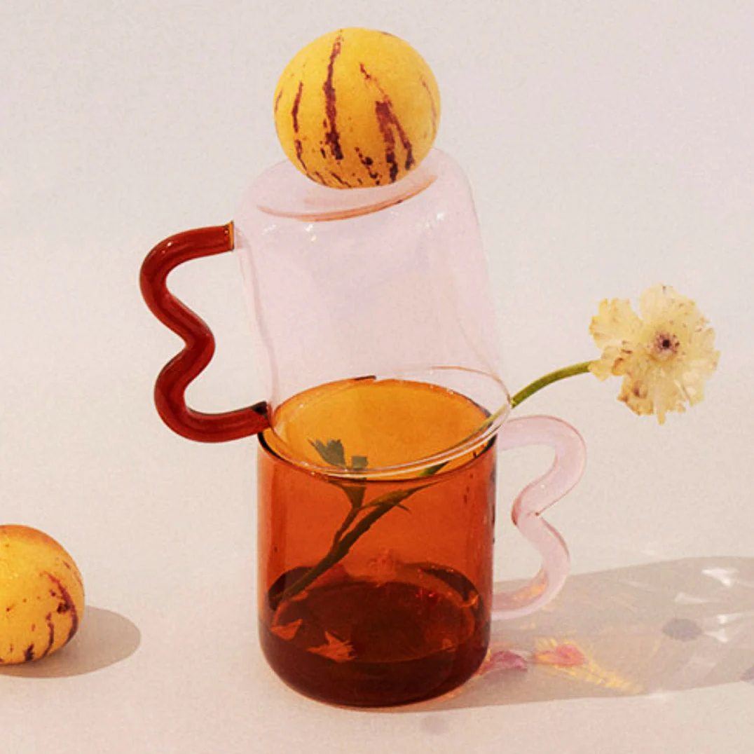 Wavy Handled Glass Mug - Image 3