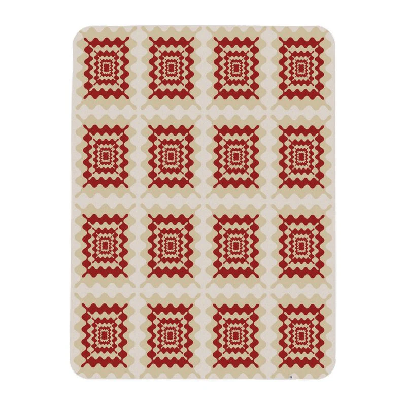 Wavy Red & Ivory Throw