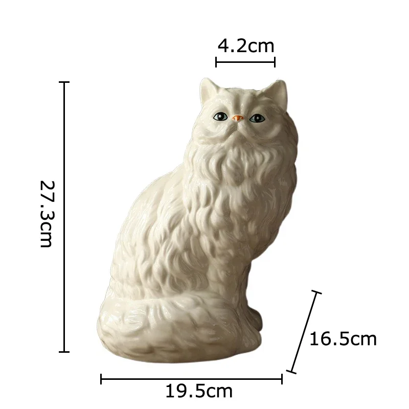 White Furry Ceramic Cat Vase - Image 6