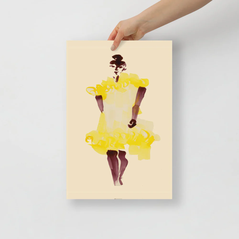Yellow Puffy Dress Wall Art - Image 3
